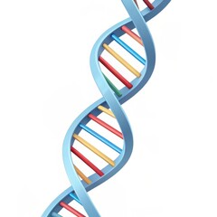 Illustration of a DNA double helix with colorful strands, representing genetics and biotechnology