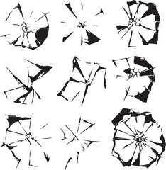 Shattered Glass Silhouettes: Nine Broken Circle Patterns, Black & White