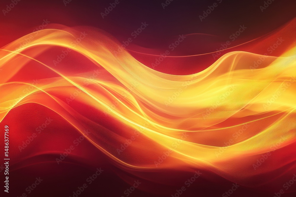 Poster abstract red and yellow waves create dynamic energy in a vivid display of color and motion, abstract