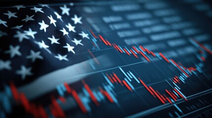 USA flag with stock market graph illustrates economic growth and financial optimism in a dynamic landscape