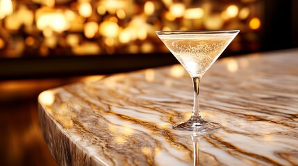 Cocktail sits on a marble countertop with a blurred, warm light background. - high quality Cocktail sits on a marble countertop with a blurred, warm l