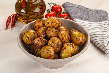 Baked mini potato with herbs