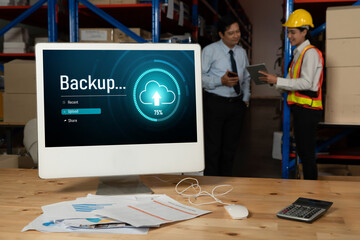 Backup Storage Data Internet Technology Business concept. Database storage cloud technology file...