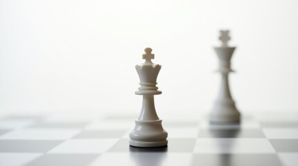 Clean editorial photograph of single chess piece with minimalist aesthetic

