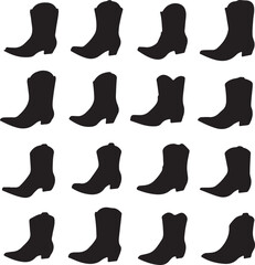 Cowboy Boots Silhouette Pattern: Western Footwear Design Concept