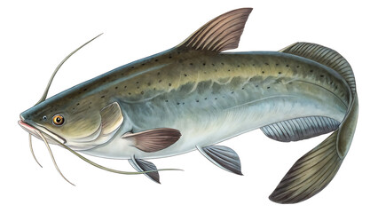 catfish  fish isolated on white background PNG. AI GENERATED