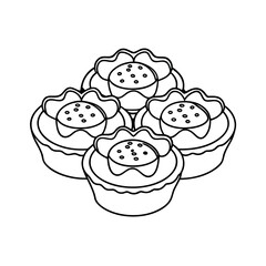 Butter Tarts Pastry Line Art