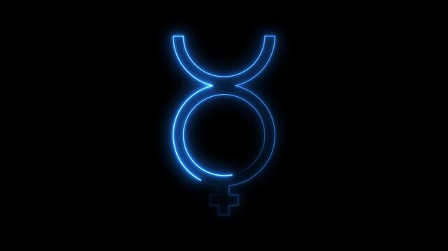 Glowing neon line Gender icon isolated on black background. Symbols GENDER. Sex symbol.