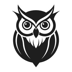 Stylish Owl Silhouette Isolated on White Background, Flat Design. Simple, Elegant Look