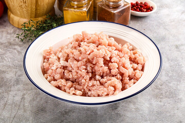 Homemade Raw pork minced meat
