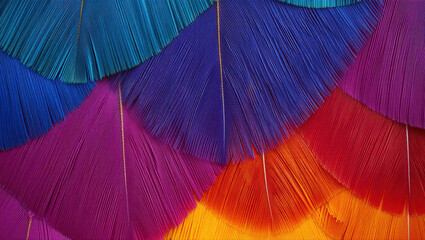 Colorful feathers creating a vibrant textured background, celebrating diversity and beauty of nature
