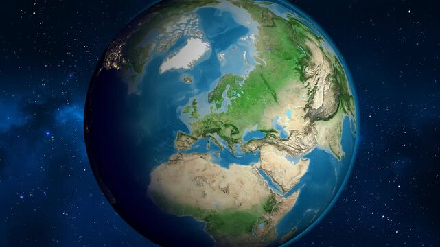 Czech Republic on the globe. Outline. Satellite map. No labels