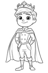Coloring illustration of a prince in a royal outfit Generative AI