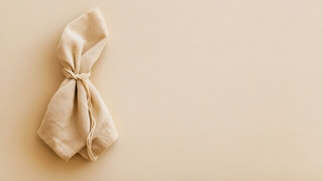 Beige fabric pouch minimalist product photography sustainable design simple composition