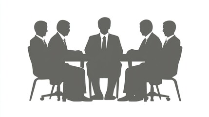 Business Meeting Silhouette Professional Team Collaboration Around a Table for Strategy and Di