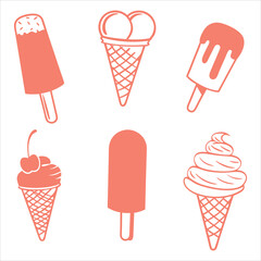 Ice Cream Line Art Illustration Set