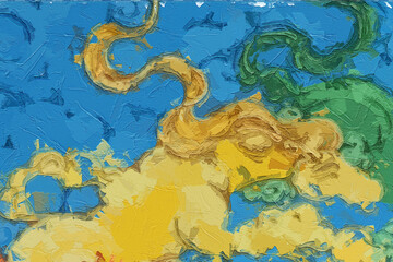 Various oil paintings, flowers, snakes, landscapes, waterfalls, animals, butterflies, mushrooms