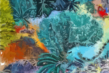 Various oil paintings, flowers, snakes, landscapes, waterfalls, animals, butterflies, mushrooms