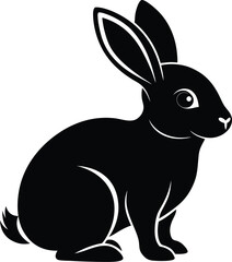 Baby bunny silhouette, Line art design of an adorable cartoon baby bunny with long floppy ears