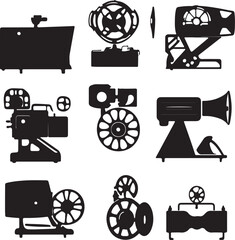 Vintage Film Projectors Silhouette Collection: Retro Movie Icons