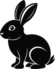 Baby bunny silhouette, Line art design of an adorable cartoon baby bunny with long floppy ears