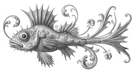 Ornate fish design in a vintage style.