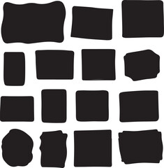 Black Shapes Collection: Hand-Drawn Rectangles, Squares, and Blobs