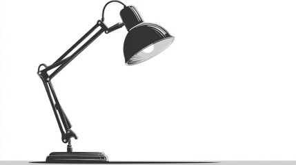 Modern Adjustable Desk Lamp with Sleek Design for Home and Office Use Black and White Illustra