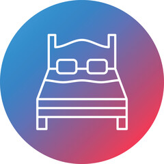 Double Bed Line Gradient Circle Background Icon