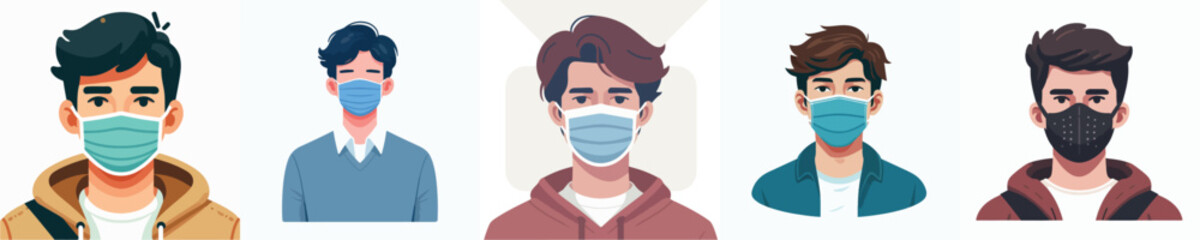 vector of man wearing mask