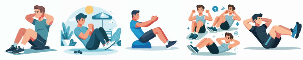 Obraz premium man vector doing sit ups