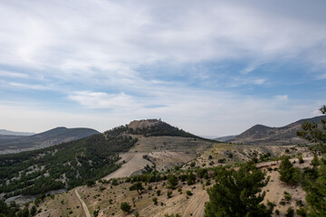 Ravanda ruins on a hilltop at sunset, Kilis, Turkey
