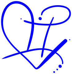 Sticker blue with gradient zodiac symbol Gemini is made in the form of an elegant line, forming the shape of a heart, with the addition of dots, creating a feeling of lightness and artistry.