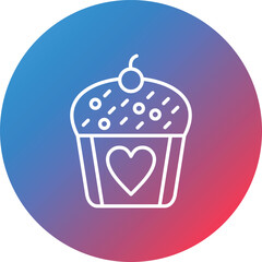 Wedding Cupcake Line Gradient Circle Background Icon