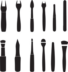Makeup Brush Silhouettes: Vector Set for Beauty and Cosmetics Design
