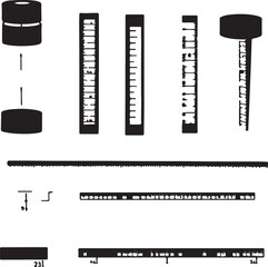 Obraz premium Abstract Black and White Diagram of Measurement Tools and Shapes