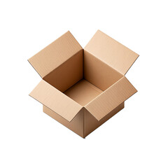 Open empty cardboard box isolated on white background top view ready for shipping and delivery