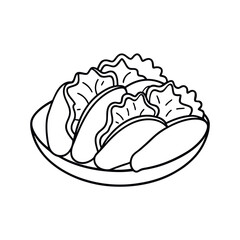 Tortilla Enchiladas Line Art Outline