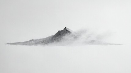 Isolated mountain peak shrouded in mist