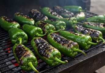 Grilling Green Peppers on Grill for Flavor Enhancement