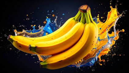 Banana Splash with Vibrant Colors