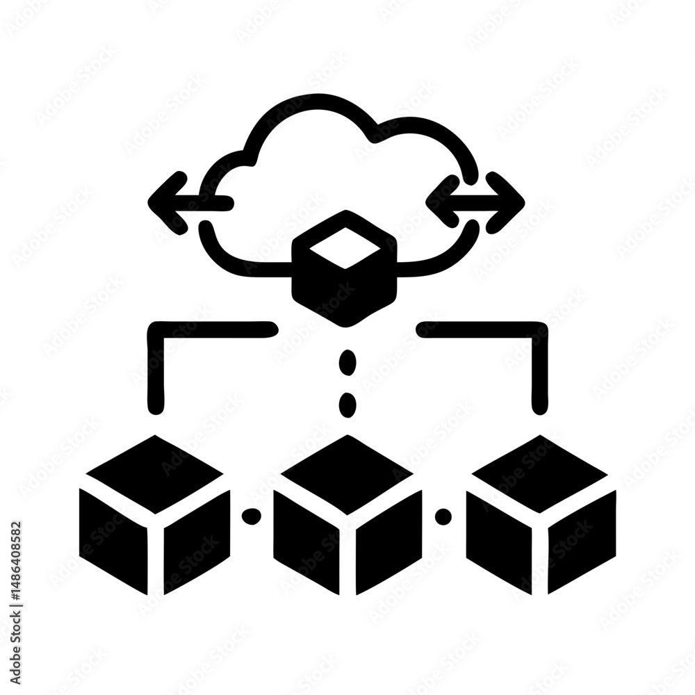 Poster Cloud computing network data transfer architecture connection diagram system technology concept