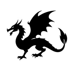 Dragon silhouette mythical creature fantasy art winged beast black dragon illustration design vector