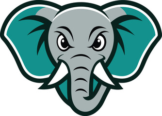 elephant head mascot logo with vector art.