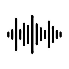Sound wave audio waveform music frequency signal voice recording equalizer black and white vector graphic