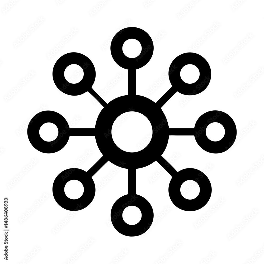 Poster Network connection data hub node link structure system diagram technology information internet web