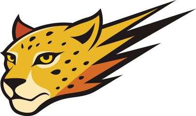 cheetah head mascot logo with blazing eyes.