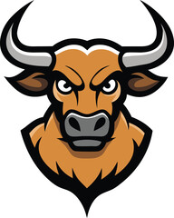 bold bull head mascot logo vector art illustration.