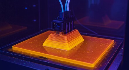 Resin 3D Printer Creating Object with Liquid Resin and UV Light Technology