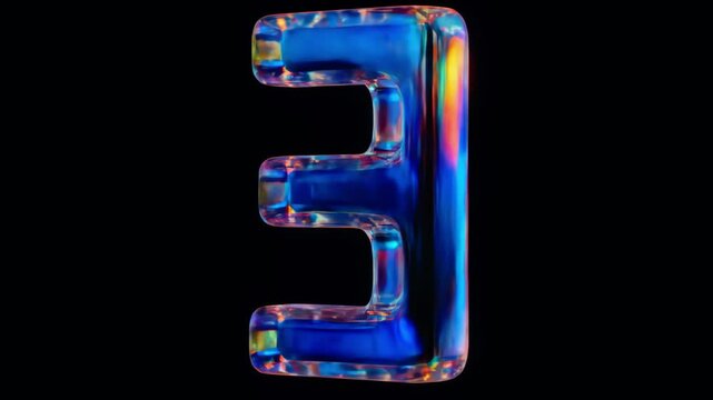 Rotating Glass Letter E with RGB Chromatic Effect on Black Background &ndash; 3D Abstract Animation
